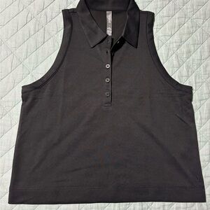 Black Sleeveless Polo Top